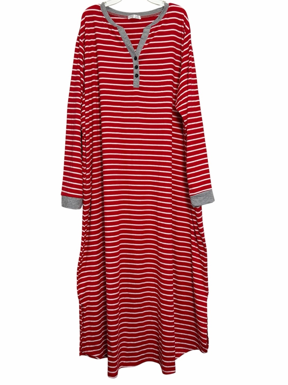 Ekouaer Women’s Long Sleeve Red Striped Maxi Dress Size XXXXL